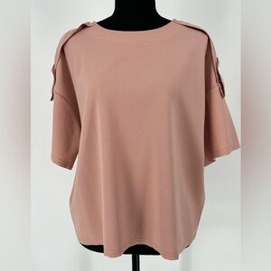 ZARA DUSTY ROSE BOXY CROPPED PULLOVER TOP WITH SILVER‎ SHOULDER ACCENTS